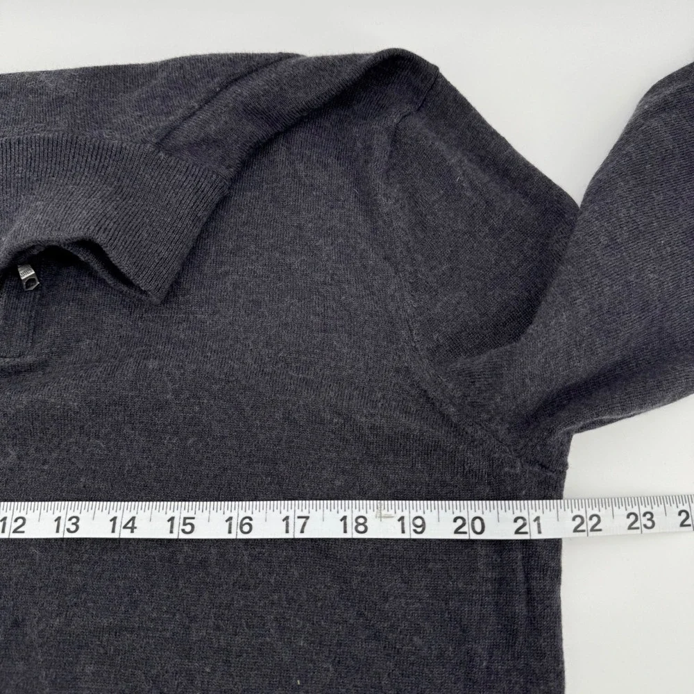 Banana Republic Half Zip Sweater Mens XL Charcoal Grey Italian Merino Wool